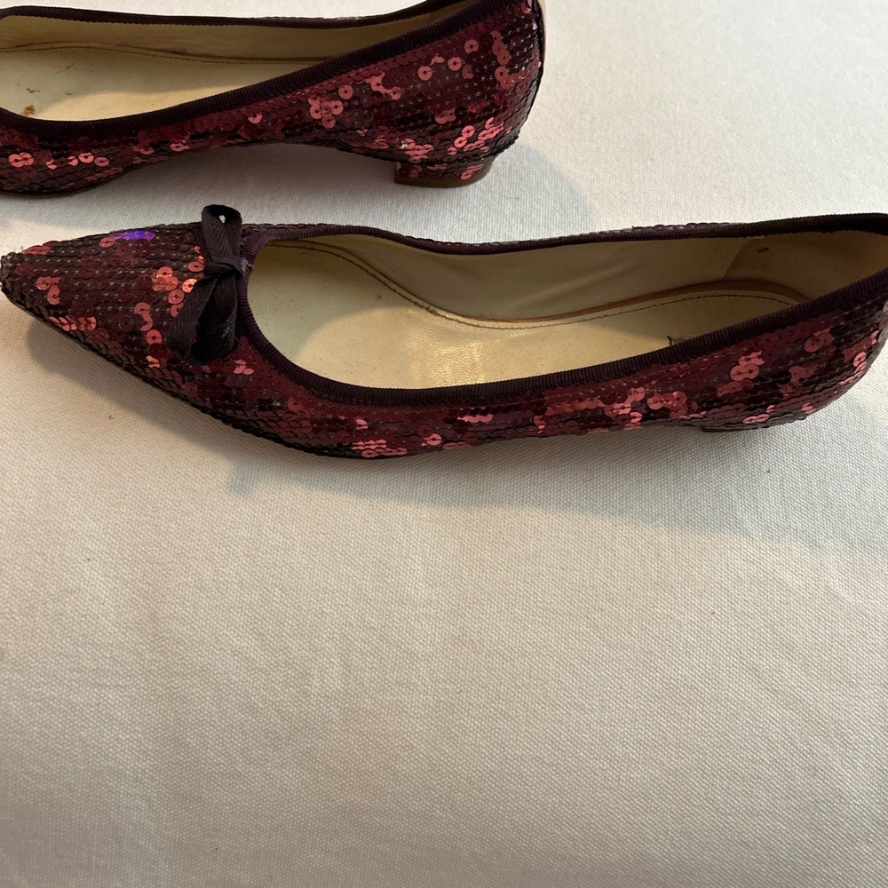 Miu Miu Burgundy Red Sequin Ballet Flats Bow Detail Size 39.5 Sparkle Valentine - Picture 5 of 8